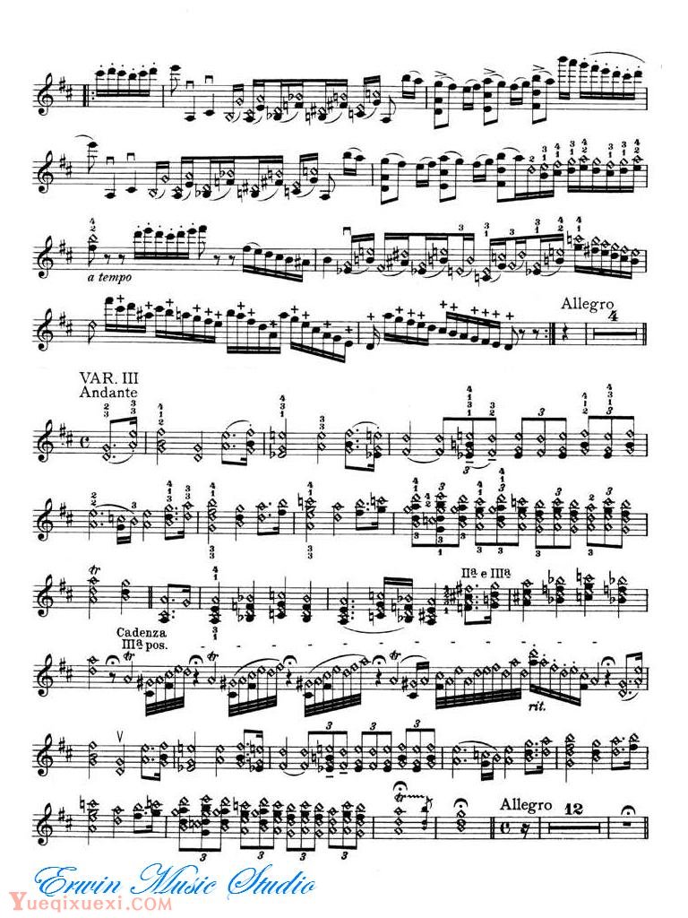 克莱斯勒-帕格尼尼克萊斯勒-主题与变奏 作品12 Theeme and Variations (Non piú mesta)Op.12