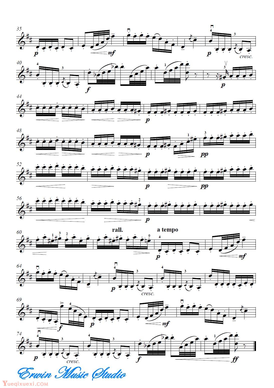 彼得 伊里奇 柴可夫斯基-芦笛舞 选自胡桃夹子 作品.71小提琴谱Violin
