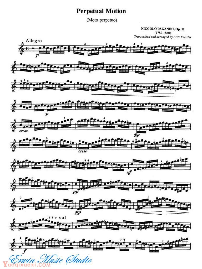 克莱斯勒-帕格尼尼-无穷动 作品11 Perpetual Motion (Moto perpetuo)Op.11