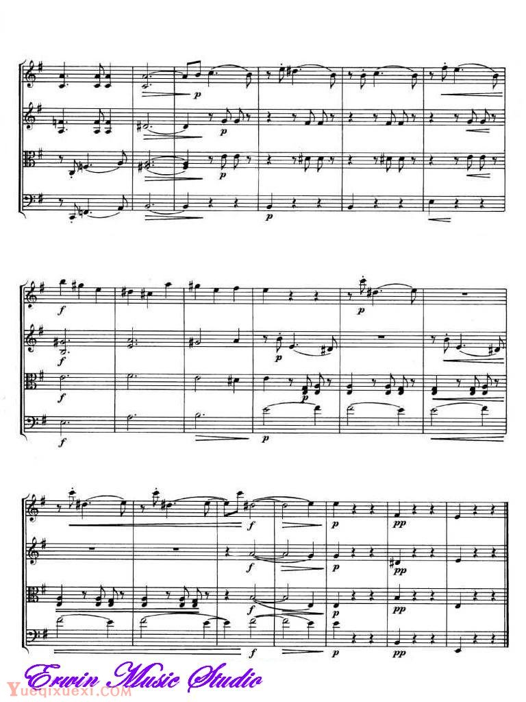 路德维希 凡 贝多芬风格-生日快乐 变奏版 乐弦四重奏谱