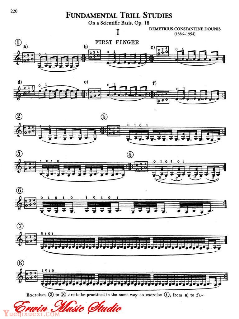 德米特里 康斯坦丁 多尼斯,基本颤音的练习,作品.18 练习曲谱