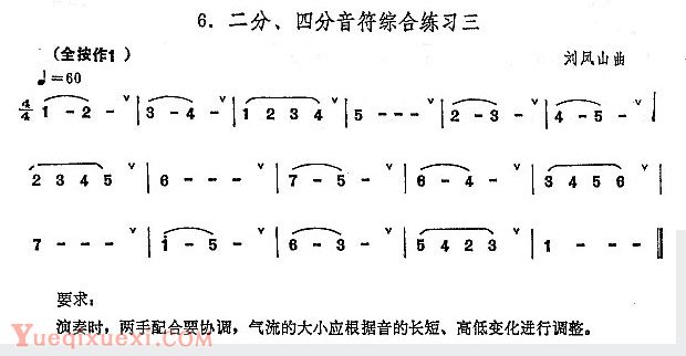 埙的演奏技巧与练习：二分、四分音符综合练习三 -刘凤山