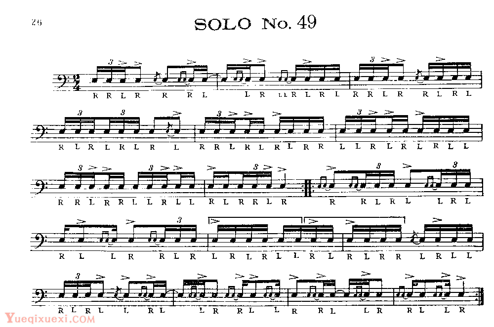 美国军鼓150条精华SOLO系列之《SOLO No.49》