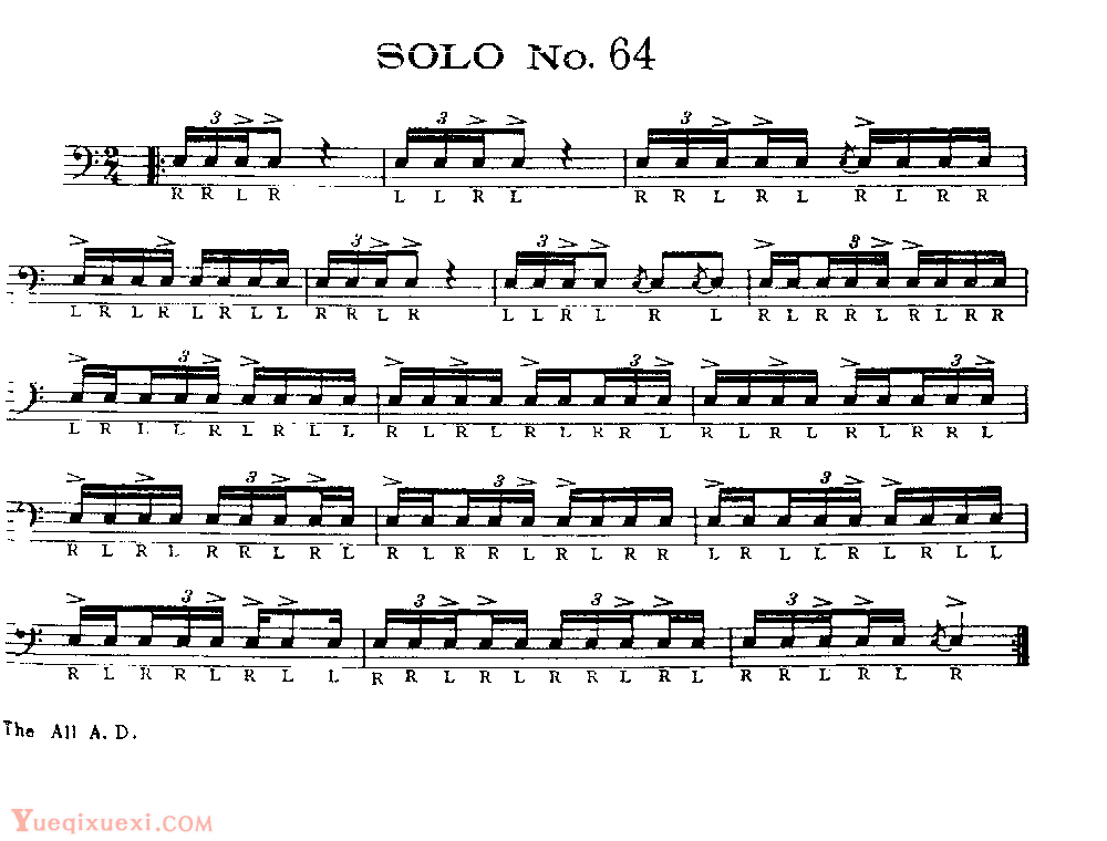 美国军鼓150条精华SOLO系列之《SOLO No.64》
