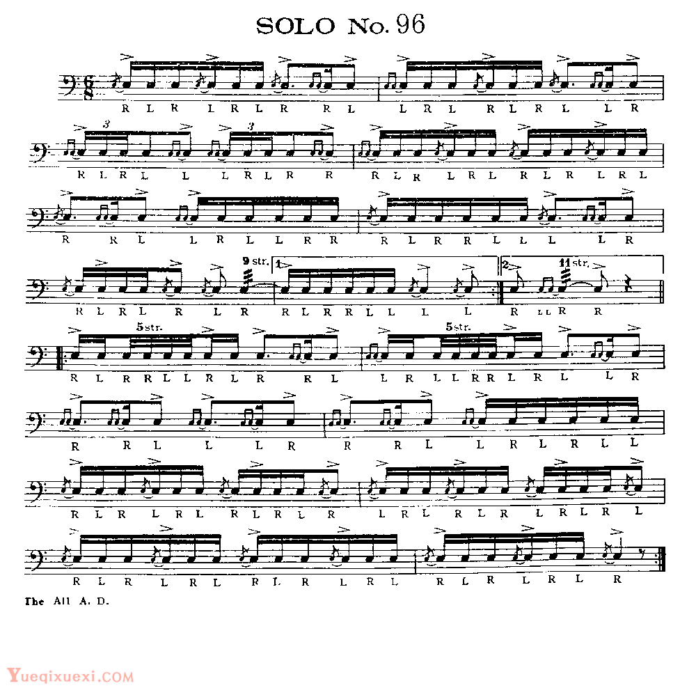 美国军鼓150条精华SOLO系列之《SOLO No.96》