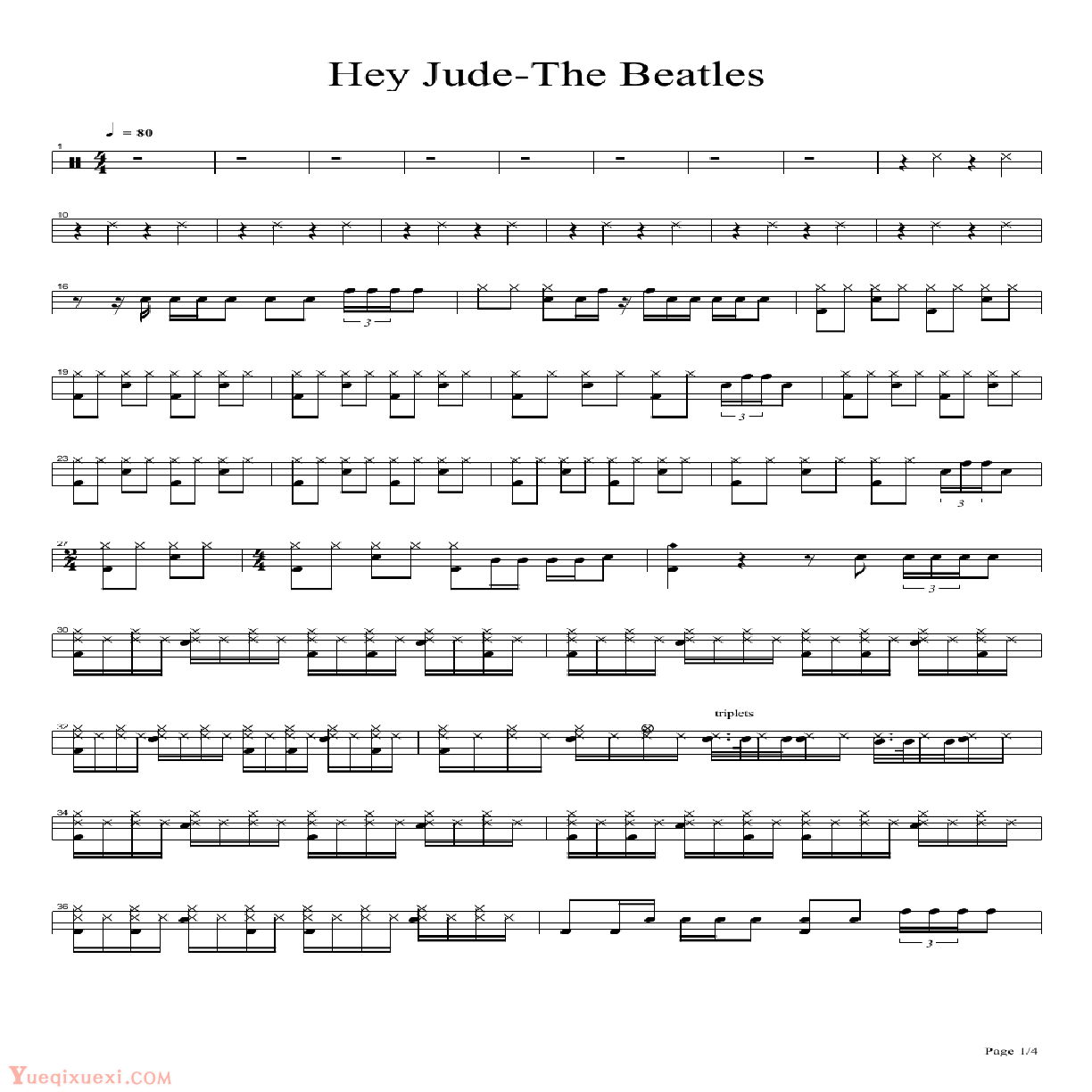 hey jude -the beatles鼓谱
