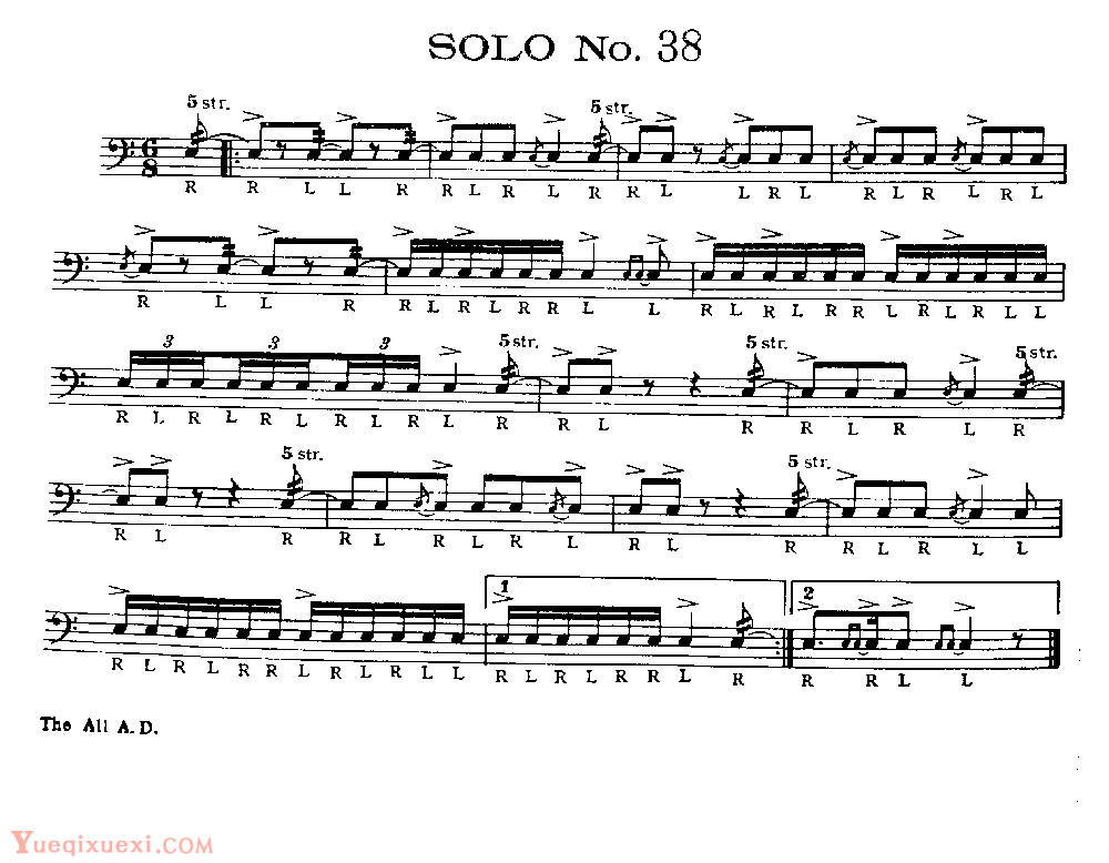 美国军鼓150条精华SOLO系列之《SOLO No.38》