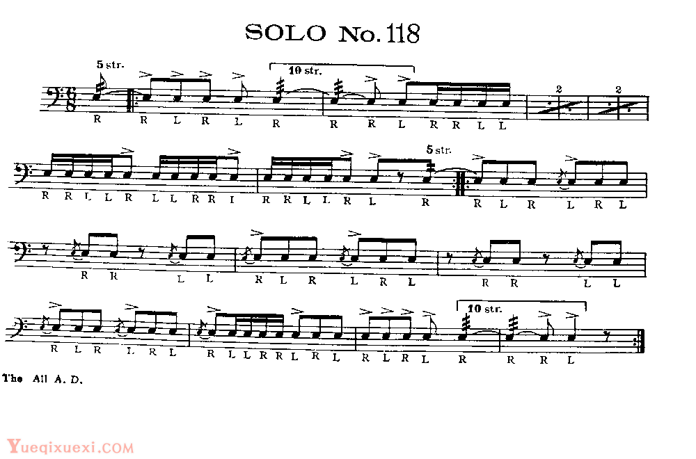 美国军鼓150条精华SOLO系列之《SOLO No.118》