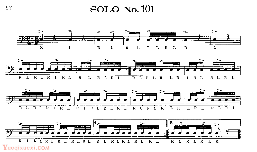 美国军鼓150条精华SOLO系列之《SOLO No.101》