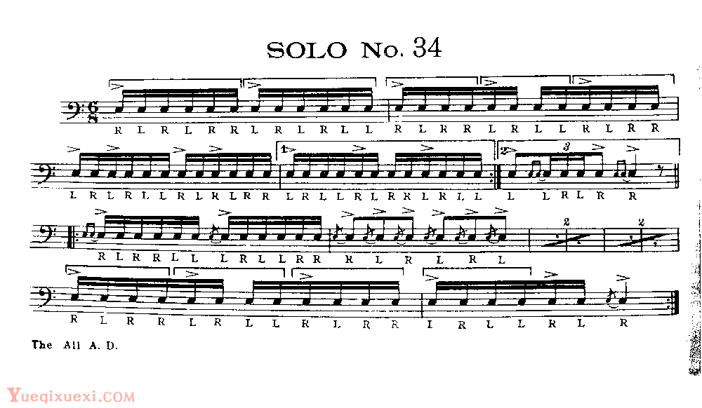 美国军鼓150条精华SOLO系列之《SOLO No.34》