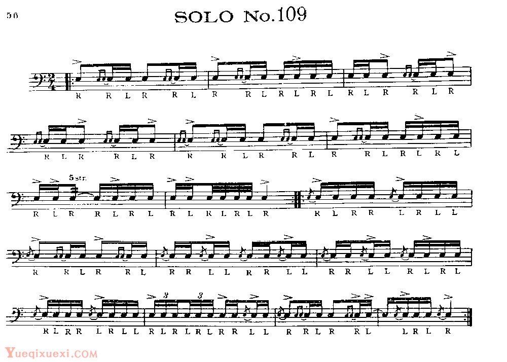 美国军鼓150条精华SOLO系列之《SOLO No.109》