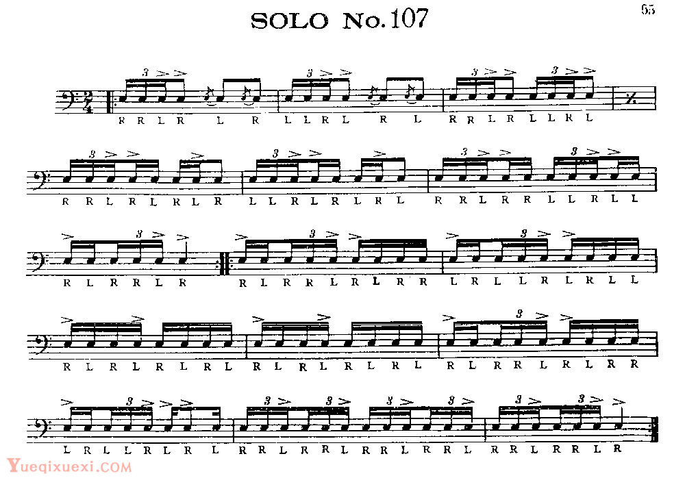 美国军鼓150条精华SOLO系列之《SOLO No.107》