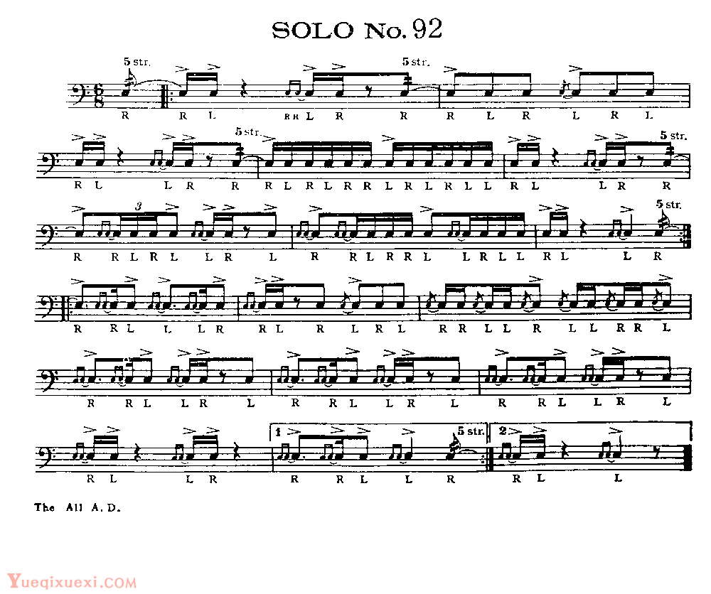 美国军鼓150条精华SOLO系列之《SOLO No.92》