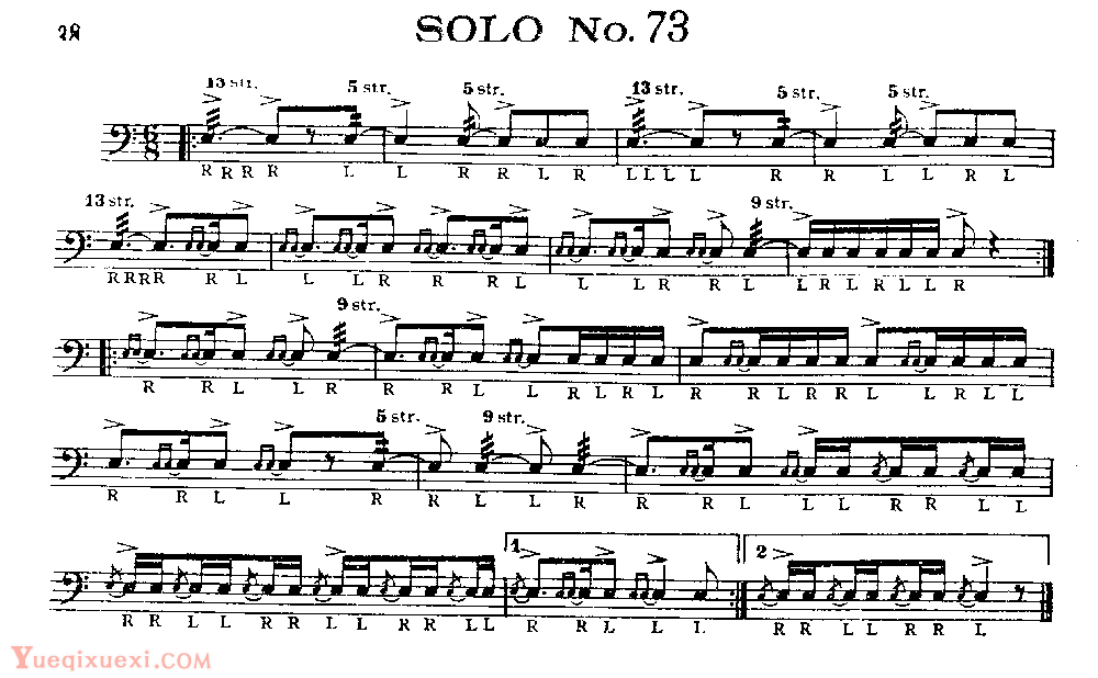 美国军鼓150条精华SOLO系列之《SOLO No.73》