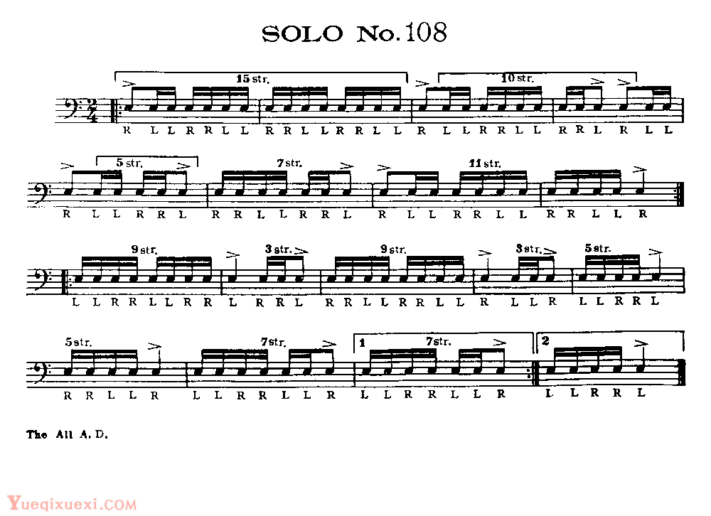美国军鼓150条精华SOLO系列之《SOLO No.108》