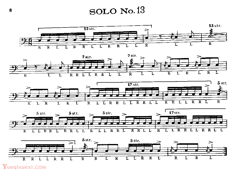 美国军鼓150条精华SOLO系列之《SOLO No.13》