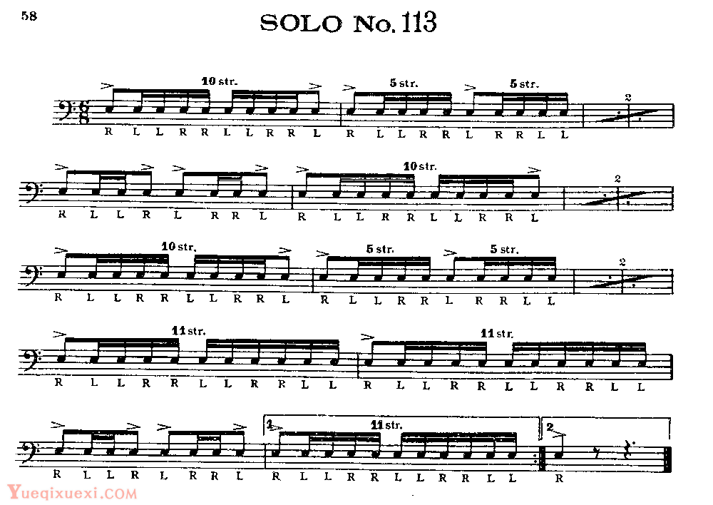 美国军鼓150条精华SOLO系列之《SOLO No.113》