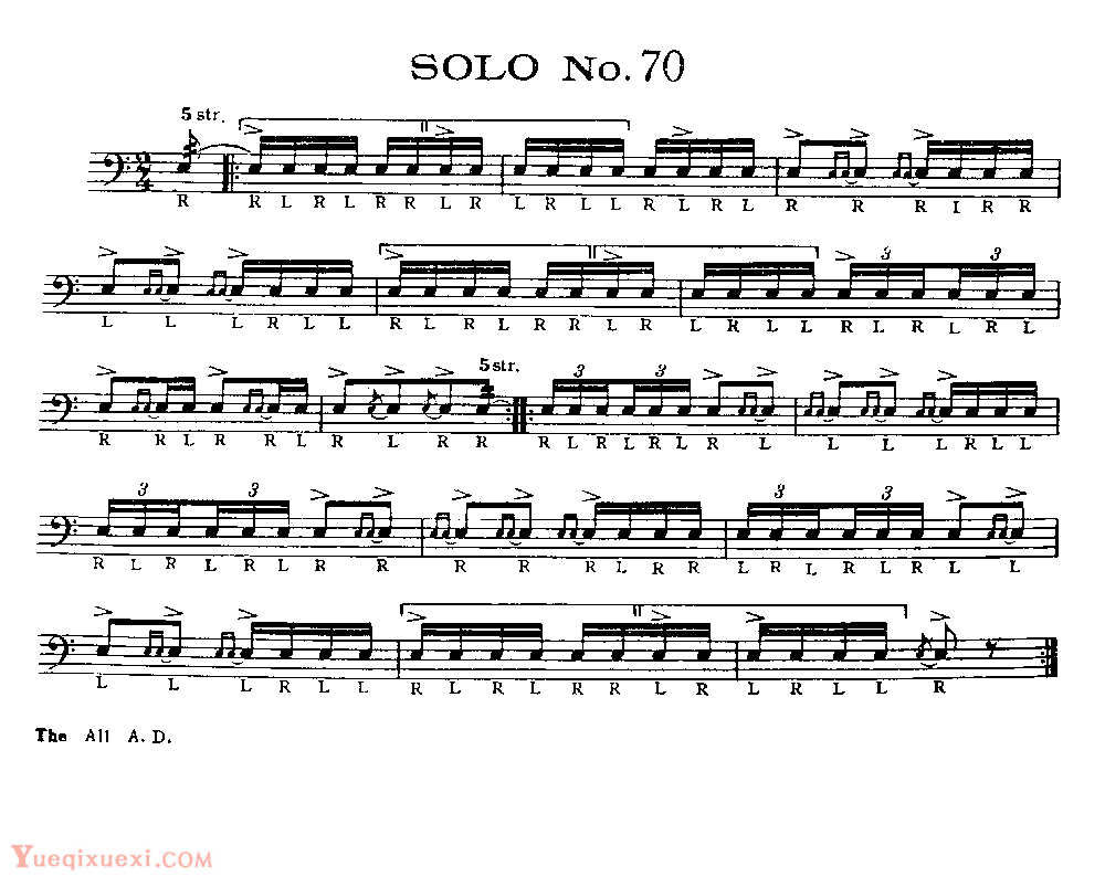 美国军鼓150条精华SOLO系列之《SOLO No.70》