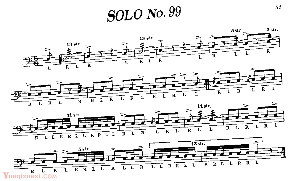 美国军鼓150条精华SOLO系列之《SOLO No.99》