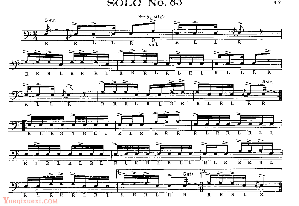 美国军鼓150条精华SOLO系列之《SOLO No.83》