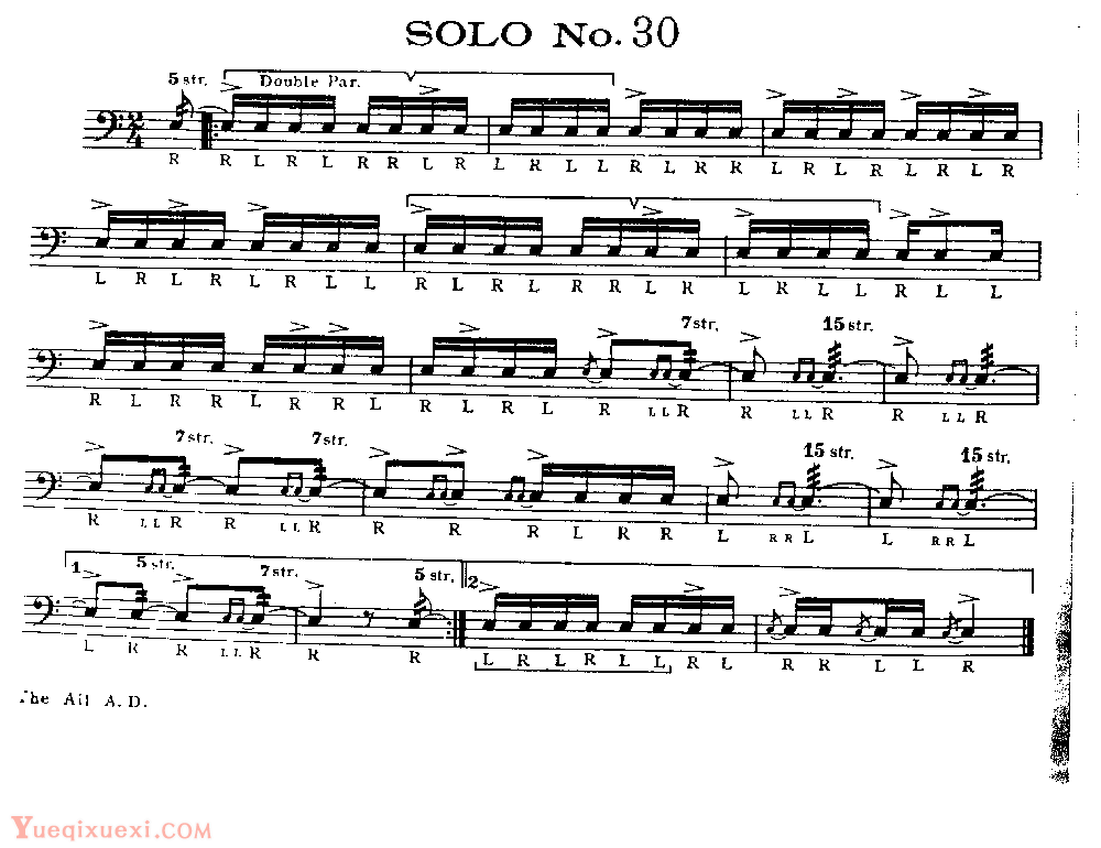 美国军鼓150条精华SOLO系列之《SOLO No.30》
