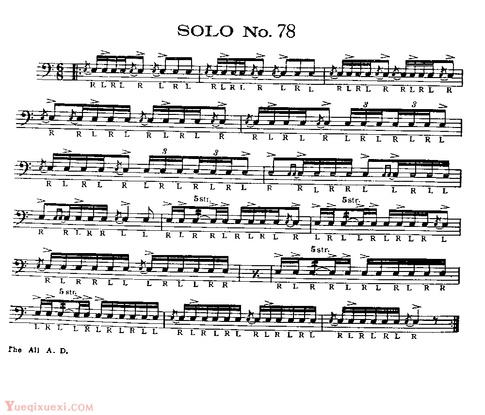 美国军鼓150条精华SOLO系列之《SOLO No.78》