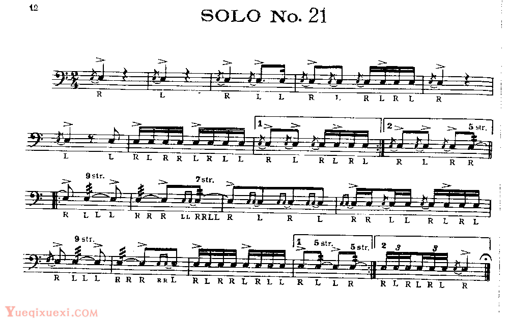 美国军鼓150条精华SOLO系列之《SOLO No.21》