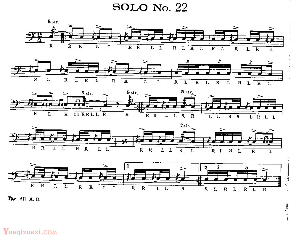 美国军鼓150条精华SOLO系列之《SOLO No.22》