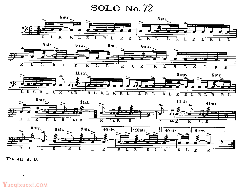 美国军鼓150条精华SOLO系列之《SOLO No.72》