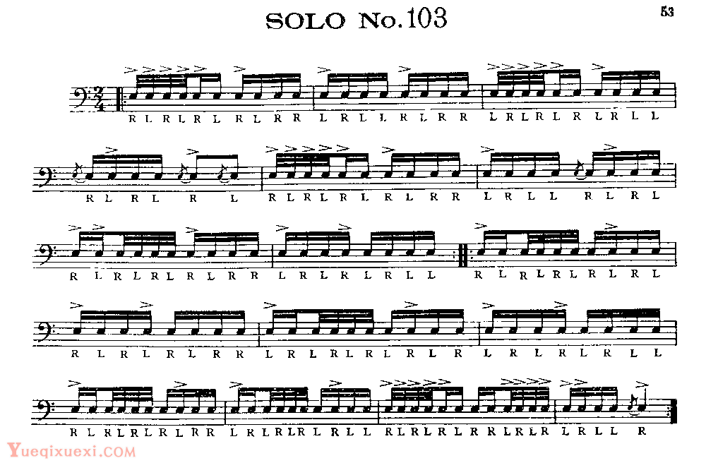 美国军鼓150条精华SOLO系列之《SOLO No.103》
