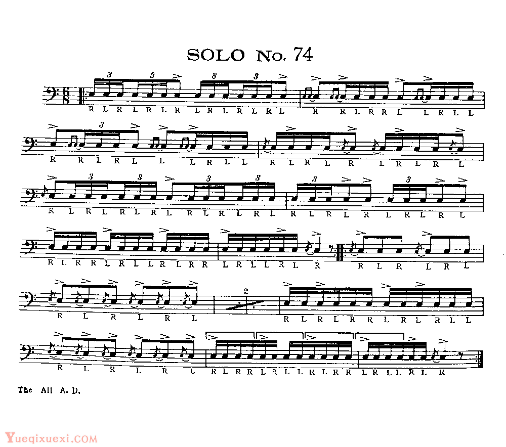 美国军鼓150条精华SOLO系列之《SOLO No.74》