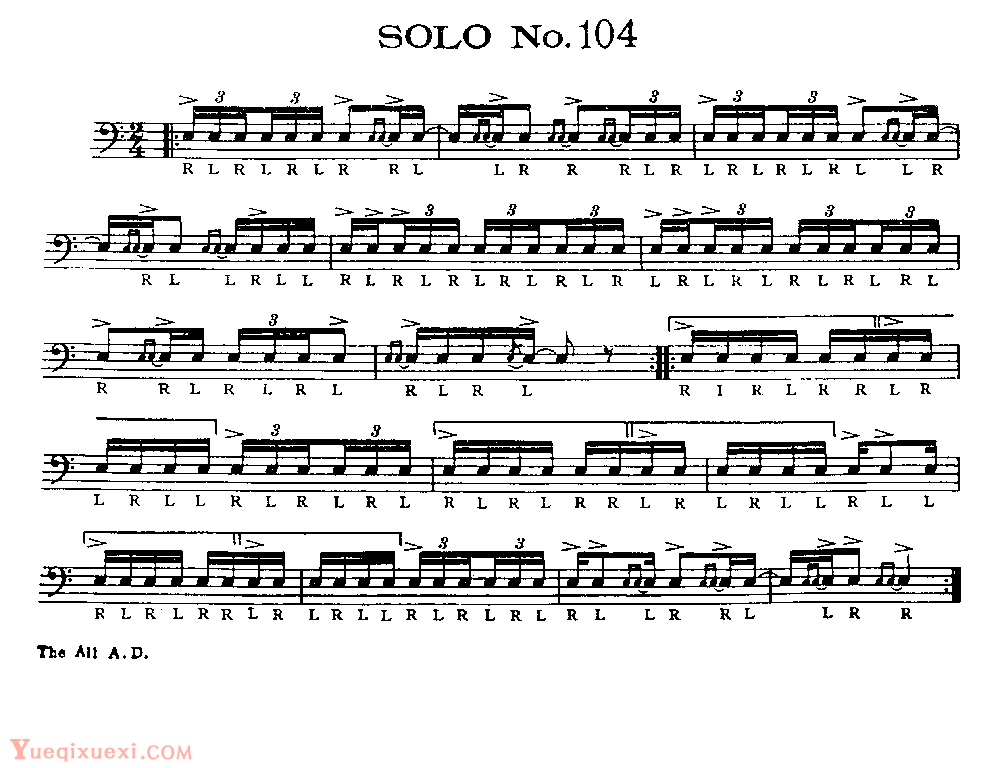 美国军鼓150条精华SOLO系列之《SOLO No.104》