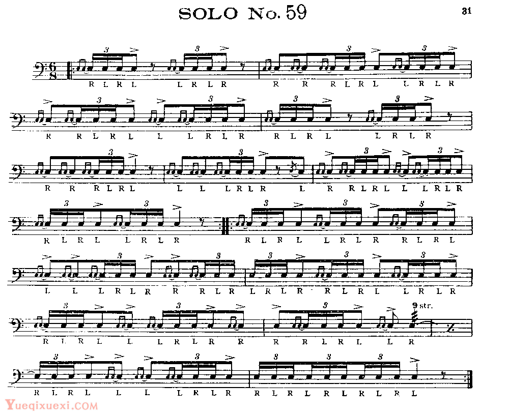 美国军鼓150条精华SOLO系列之《SOLO No.59》