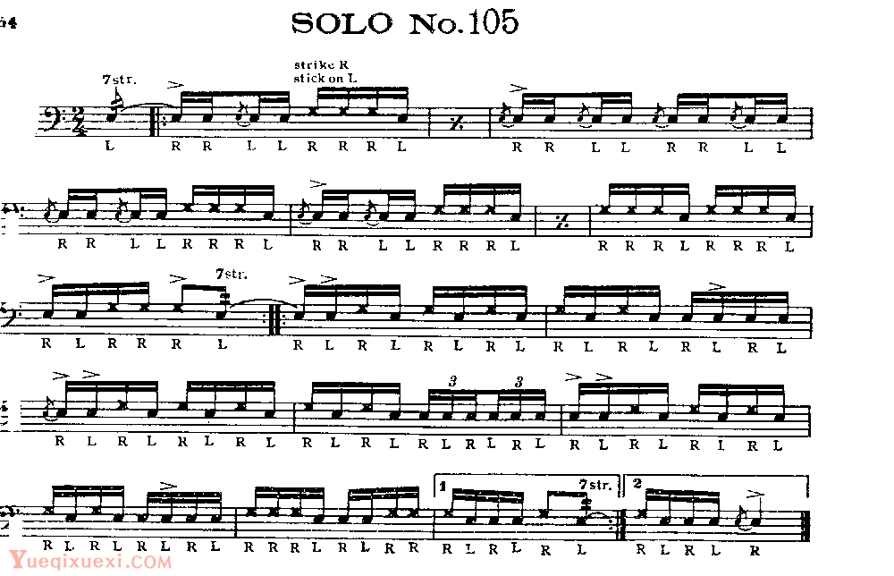 美国军鼓150条精华SOLO系列之《SOLO No.105》