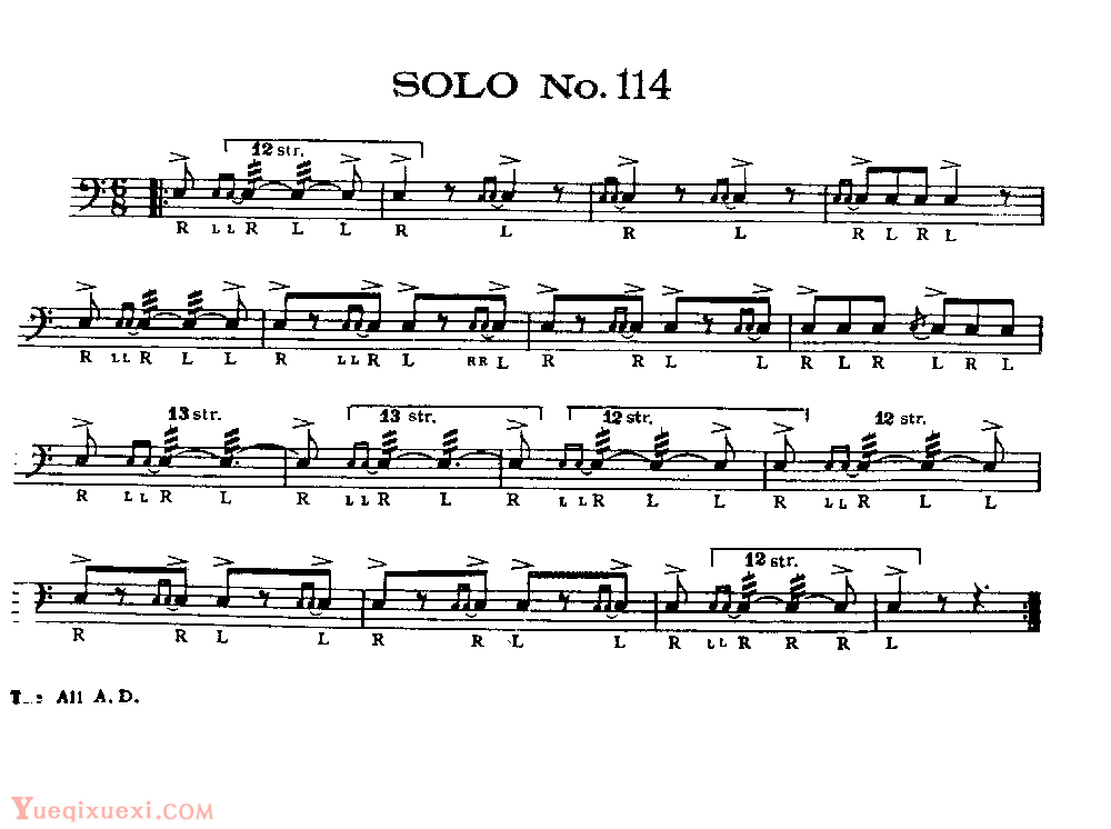 美国军鼓150条精华SOLO系列之《SOLO No.114》