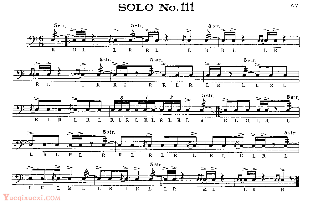 美国军鼓150条精华SOLO系列之《SOLO No.111》
