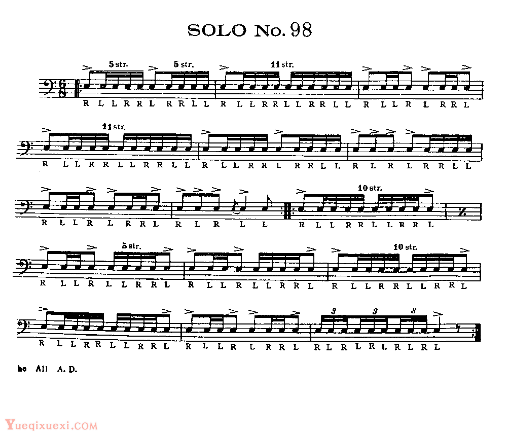 美国军鼓150条精华SOLO系列之《SOLO No.98》