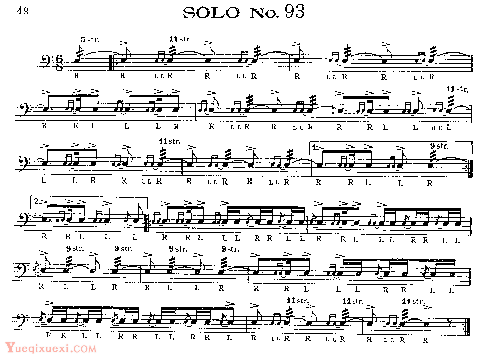 美国军鼓150条精华SOLO系列之《SOLO No.93》