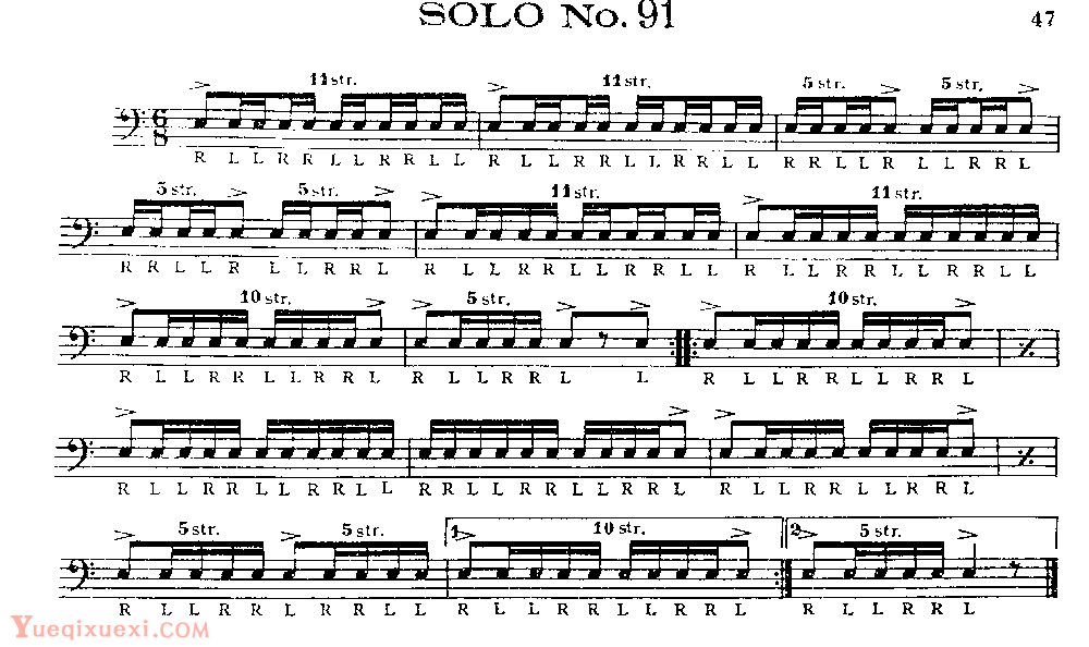 美国军鼓150条精华SOLO系列之《SOLO No.91》