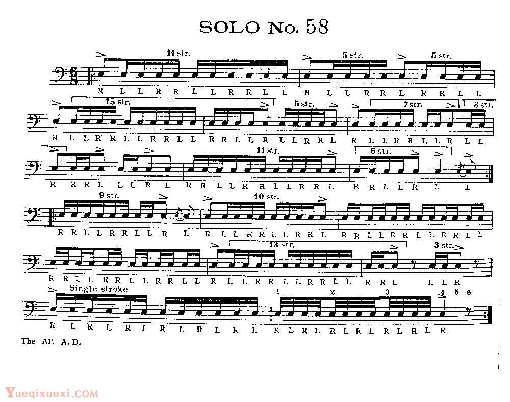 美国军鼓150条精华SOLO系列之《SOLO No.58》