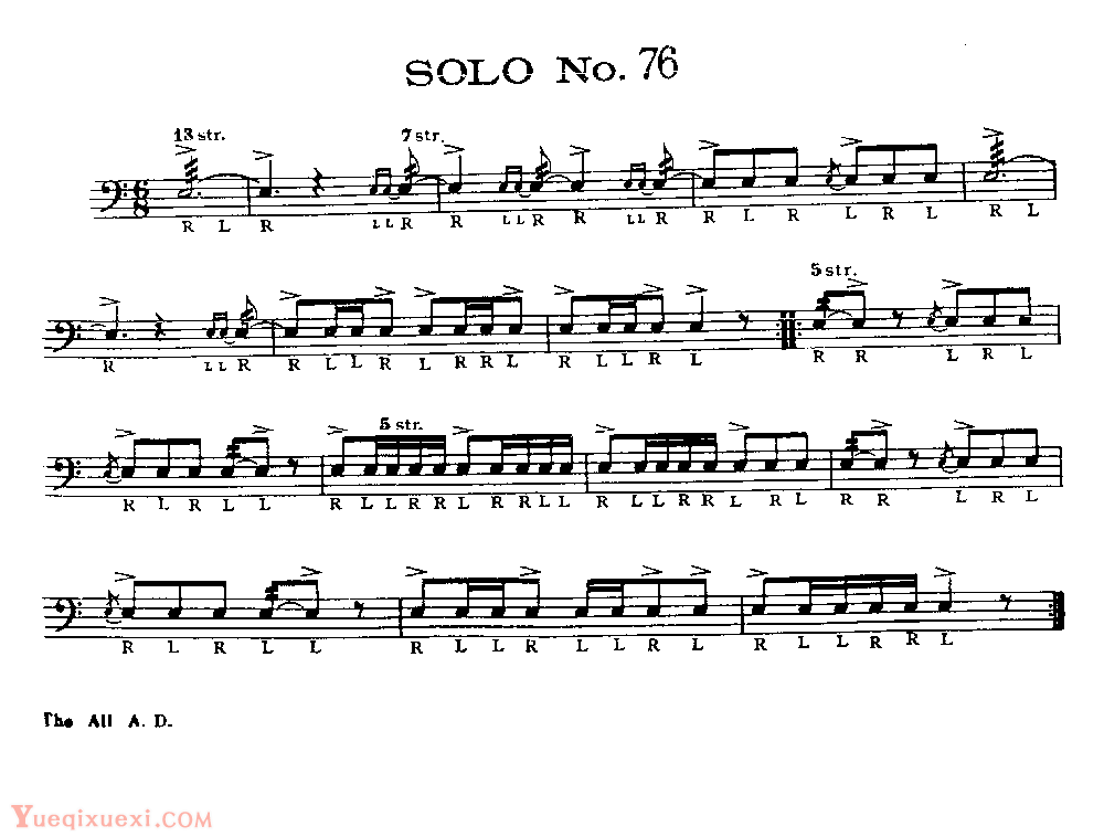 美国军鼓150条精华SOLO系列之《SOLO No.76》