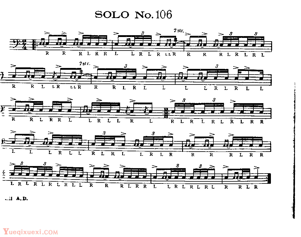 美国军鼓150条精华SOLO系列之《SOLO No.106》