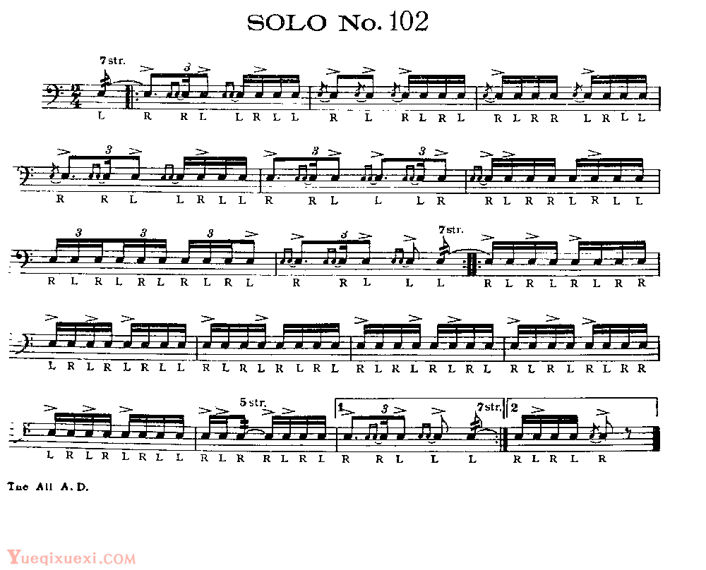 美国军鼓150条精华SOLO系列之《SOLO No.102》