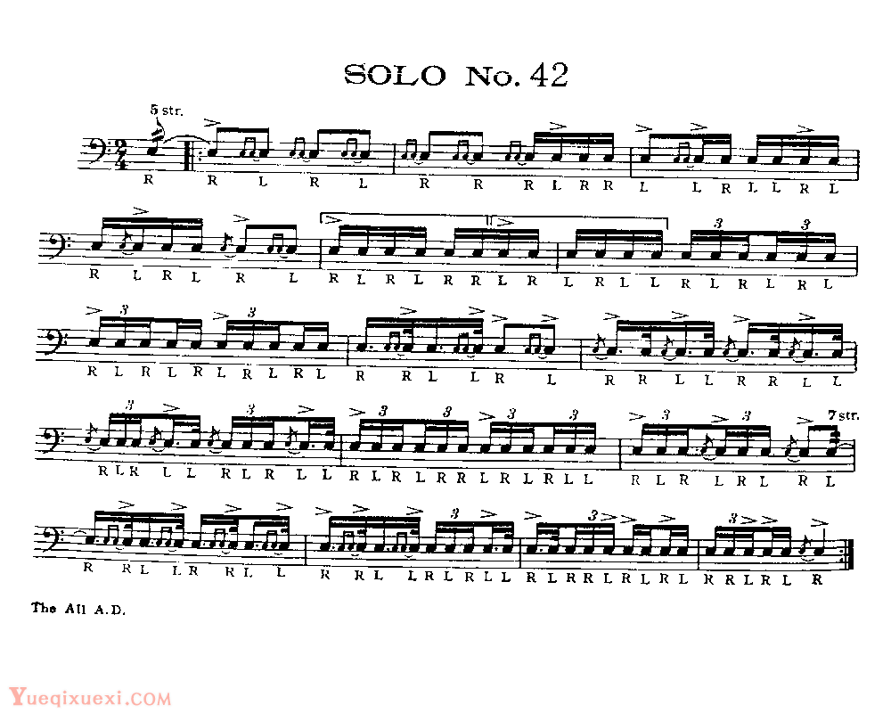 美国军鼓150条精华SOLO系列之《SOLO No.42》
