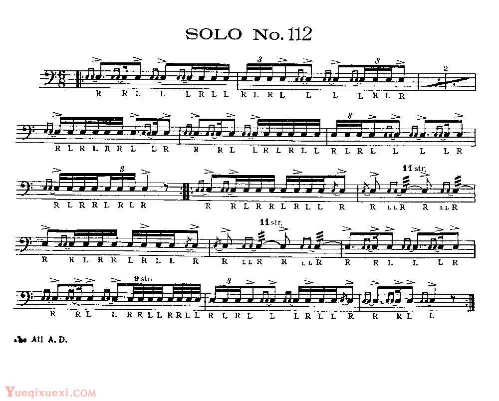 美国军鼓150条精华SOLO系列之《SOLO No.112》