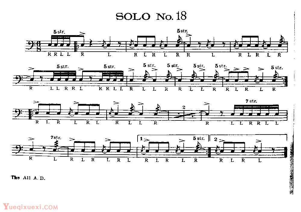 美国军鼓150条精华SOLO系列之《SOLO No.18》