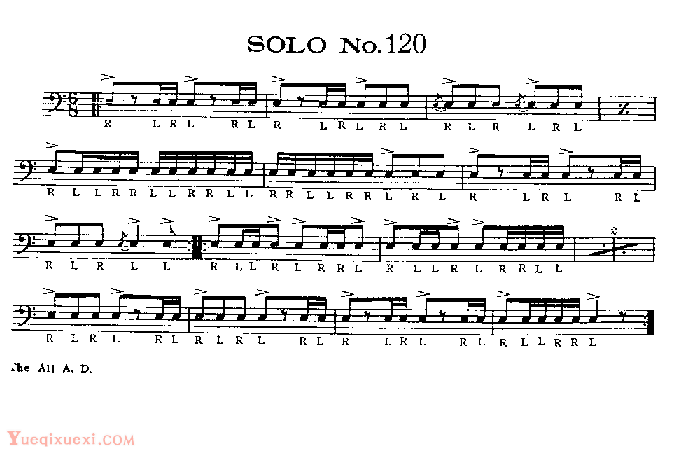 美国军鼓150条精华SOLO系列之《SOLO No.120》