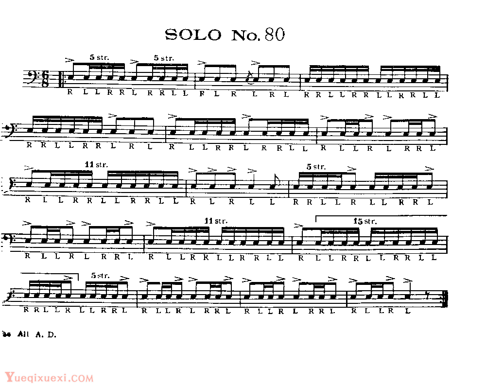 美国军鼓150条精华SOLO系列之《SOLO No.80》