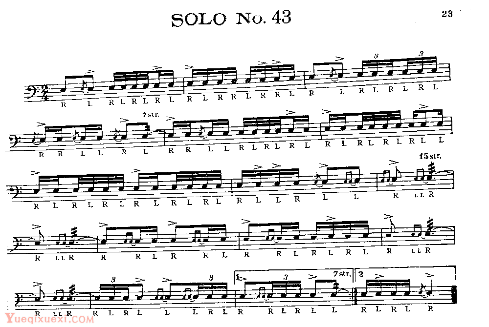 美国军鼓150条精华SOLO系列之《SOLO No.43》