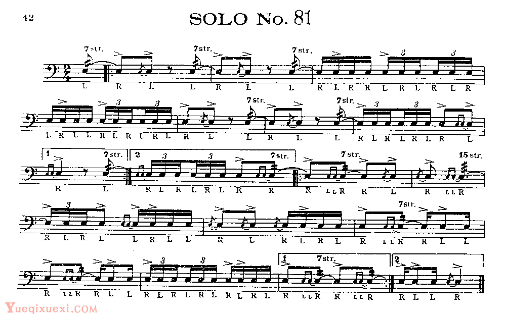美国军鼓150条精华SOLO系列之《SOLO No.81》